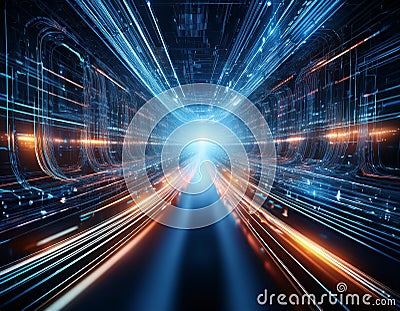 A conceptual visualization of mining data flow as streams Stock Photo