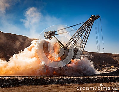 A conceptual visualization of mining data flow as streams Stock Photo