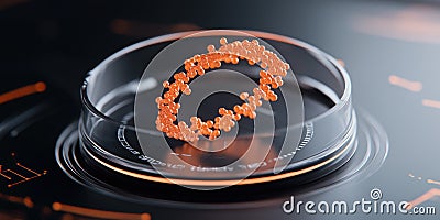 conceptual visualization of quantum computing with orange particles Stock Photo