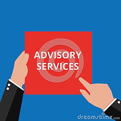 Conceptual writing showing Advisory Services Cartoon Illustration