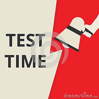 Conceptual writing showing Test Time Cartoon Illustration