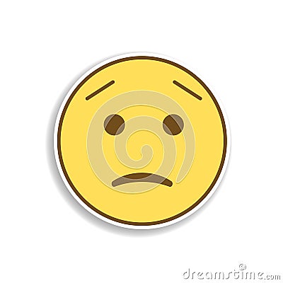 concerned about colored emoji sticker icon. Element of emoji for mobile concept and web apps illustration Cartoon Illustration