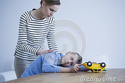 Concerned mother and son Stock Photo