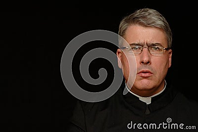 Concerned priest Stock Photo