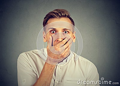 Concerned scared shocked stunned man Stock Photo