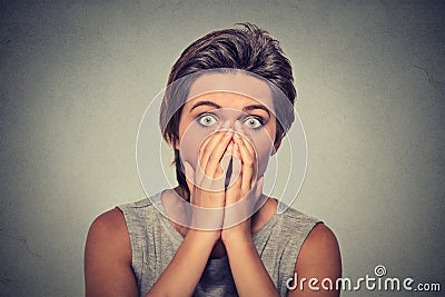 Concerned scared woman Stock Photo