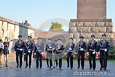 Concert of the children choir at the monument to the 900 days of Editorial Stock Photo