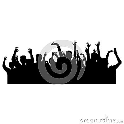 concert crowd silhouette rear view vector Vector Illustration