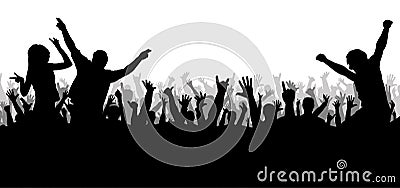 Concert disco, dancing crowd silhouette Vector Illustration