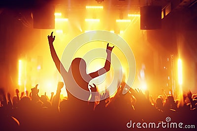 Concert, disco party. People having fun in night club Stock Photo