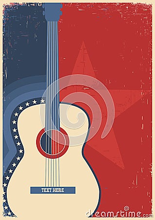 Concert guitar for poster music festival. Vector Illustration