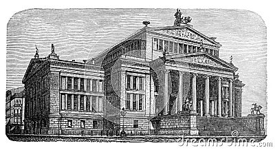 Concert hall Berlin in Germany / Illustration from Brockhaus Konversations-Lexikon 1908 Editorial Stock Photo