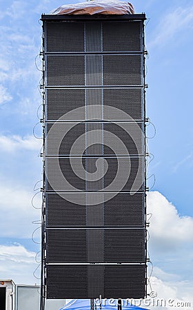 Concert Line Array loudspeakers Stock Photo