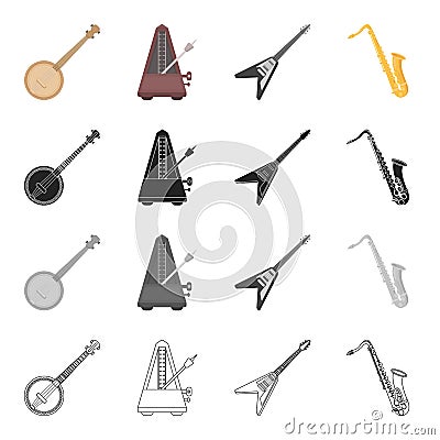 Concert, music, entertainment and other web icon in cartoon style.Attributes, musical, instruments icons in set Vector Illustration