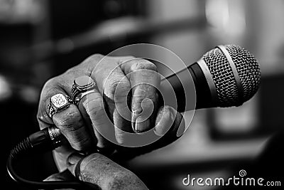 Singer black and white Stock Photo