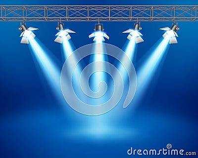 Concert Stage with Floodlight Vector Illustration