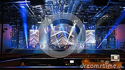 Concert Stage With Lights Stock Photo