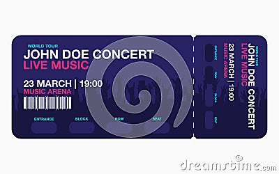 Concert ticket template. Vector Illustration