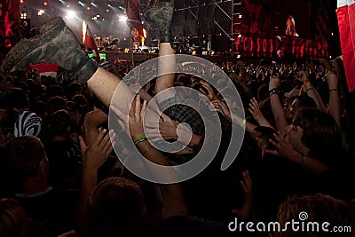 A concert at the Woodstock Festival in Kostrzyn nad OdrÄ…. Editorial Stock Photo