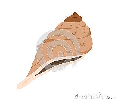 Conch, sea shell. Marine seashell icon. Swirled nautical mollusc. Ocean underwater shellfish. Exotic beach object for Vector Illustration