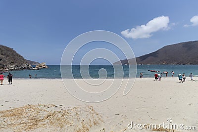 Concha bay emntrance landscape located into Tayrona national natural park in sunny Editorial Stock Photo