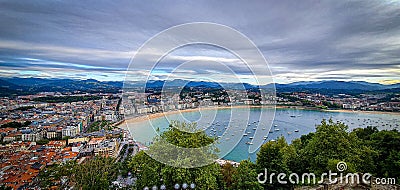 Concha beach landscape aerial Stock Photo