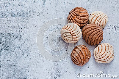 Conchas Mexican sweet bread in Mexico Stock Photo