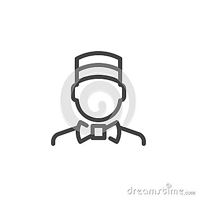 Concierge icon. Doorman outline logo. Porter line pictogram. Label employee of hotel, Motel, inns. Vector illustration Vector Illustration