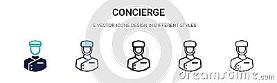 Concierge icon in filled, thin line, outline and stroke style. Vector illustration of two colored and black concierge vector icons Vector Illustration