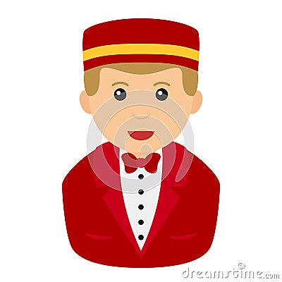 Concierge Man Avatar Flat Icon on White Vector Illustration