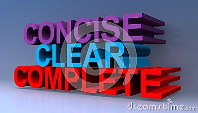 Concise clear complete on blue Stock Photo