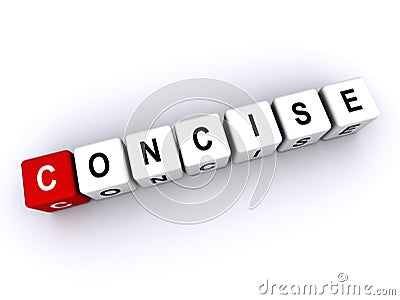 concise word block on white Stock Photo