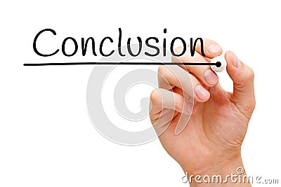 Conclusion Hand Black Marker Stock Photo