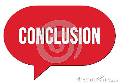 CONCLUSION text written in a red speech bubble Stock Photo