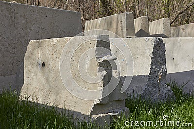 Concrete barriers for highway construction Stock Photo