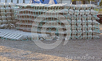 Concrete blocks or mattress for subsea support Stock Photo