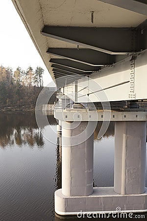 Concrete bridge across the river Stock Photo