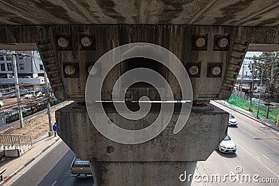 Concrete bridge pillars construction. at bangkok, thailand Stock Photo