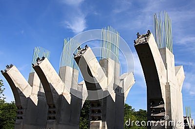 Concrete Bridge Supports Stock Photo