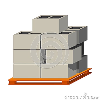 Heavy concrete building blocks pile isolated icon Vector Illustration