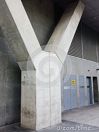 Concrete Building Buttress Stock Photo