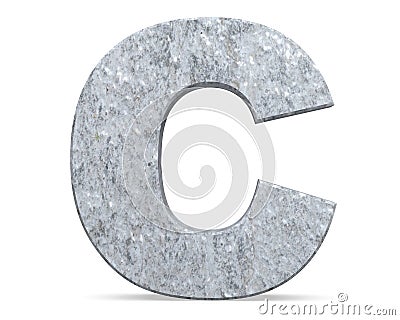 Concrete Capital Letter - C isolated on white background . 3D render Illustration. Stock Photo