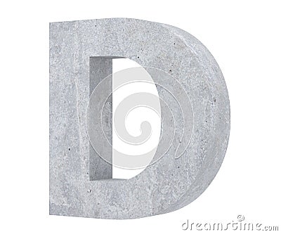 Concrete Capital Letter - D isolated on white background. 3D render Illustration. Stock Photo