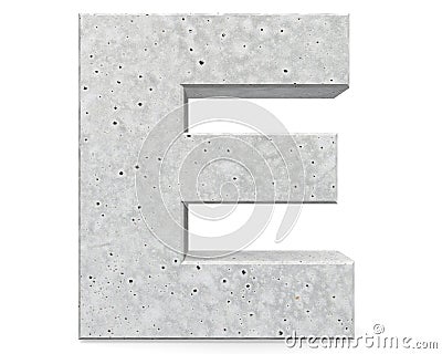 Concrete Capital Letter - E isolated on white background . 3D render Illustration. Stock Photo