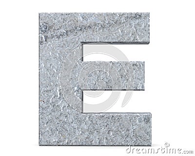 Concrete Capital Letter - E isolated on white background . 3D render Illustration. Stock Photo