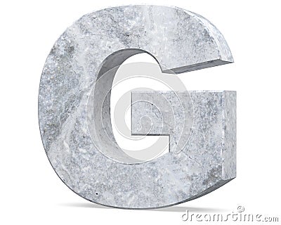 Concrete Capital Letter - G isolated on white background . 3D render Illustration. Stock Photo