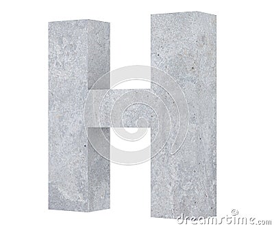 Concrete Capital Letter - H isolated on white background. 3D render Illustration. Stock Photo