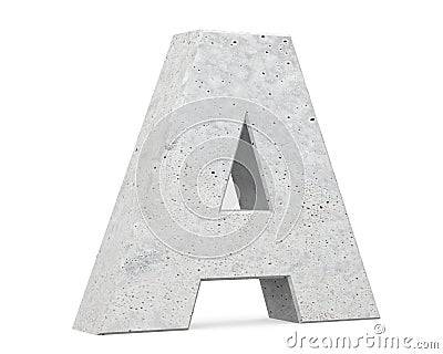 Concrete Capital Letter - A isolated on white background . 3D render Illustration. Stock Photo