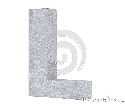 Concrete Capital Letter - L isolated on white background. 3D render Illustration. Stock Photo