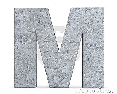 Concrete Capital Letter - M isolated on white background . 3D render Illustration. Stock Photo